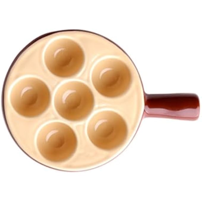 rayihni 2Pcs Ceramic Escargot Plates Appetizer Dishes Baked SnailsBaked Scallop 675Inch With Handle Footed Dishes Oven Safe Holes Set For Home Restaurant Hotel Size  B - Image 4