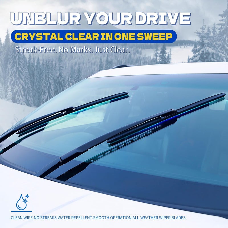 جينجو شفرات ممسحة الزجاج الأمامي 26''+17'' جودة OEM عالية الجودة، ممسحات بديلة للسيارات لجميع الفصول لسيارتي - جانب السائق والراكب (عبوة من 2) - Image 2