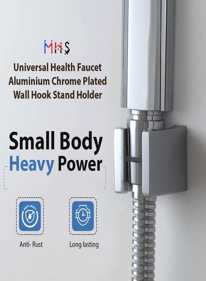 MHS Universal Health Faucet Wall Hook Stand Holder High Grade Aluminium Chrome Plated with Screw and Wall Plug (2) - Image 2