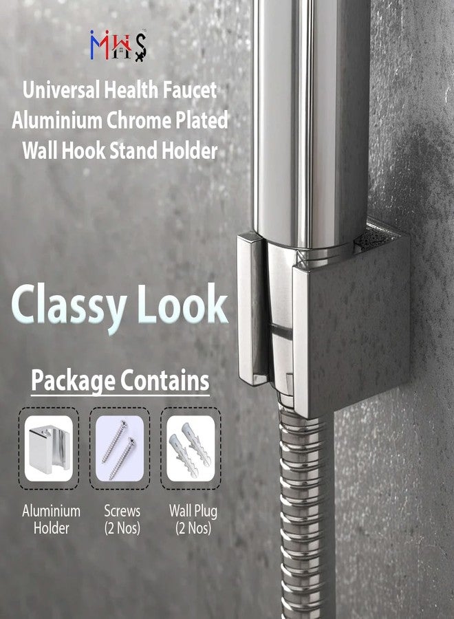 MHS Universal Health Faucet Wall Hook Stand Holder High Grade Aluminium Chrome Plated with Screw and Wall Plug (2) - Image 4