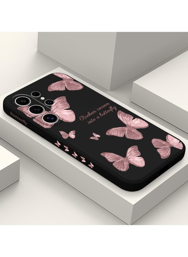 for Samsung Galaxy S25 Ultra Case, Slim Soft Non Slip Silicone for Samsung S25 Ultra Phone Cover 6.9 inch, Rose gold butterflies - Image 2