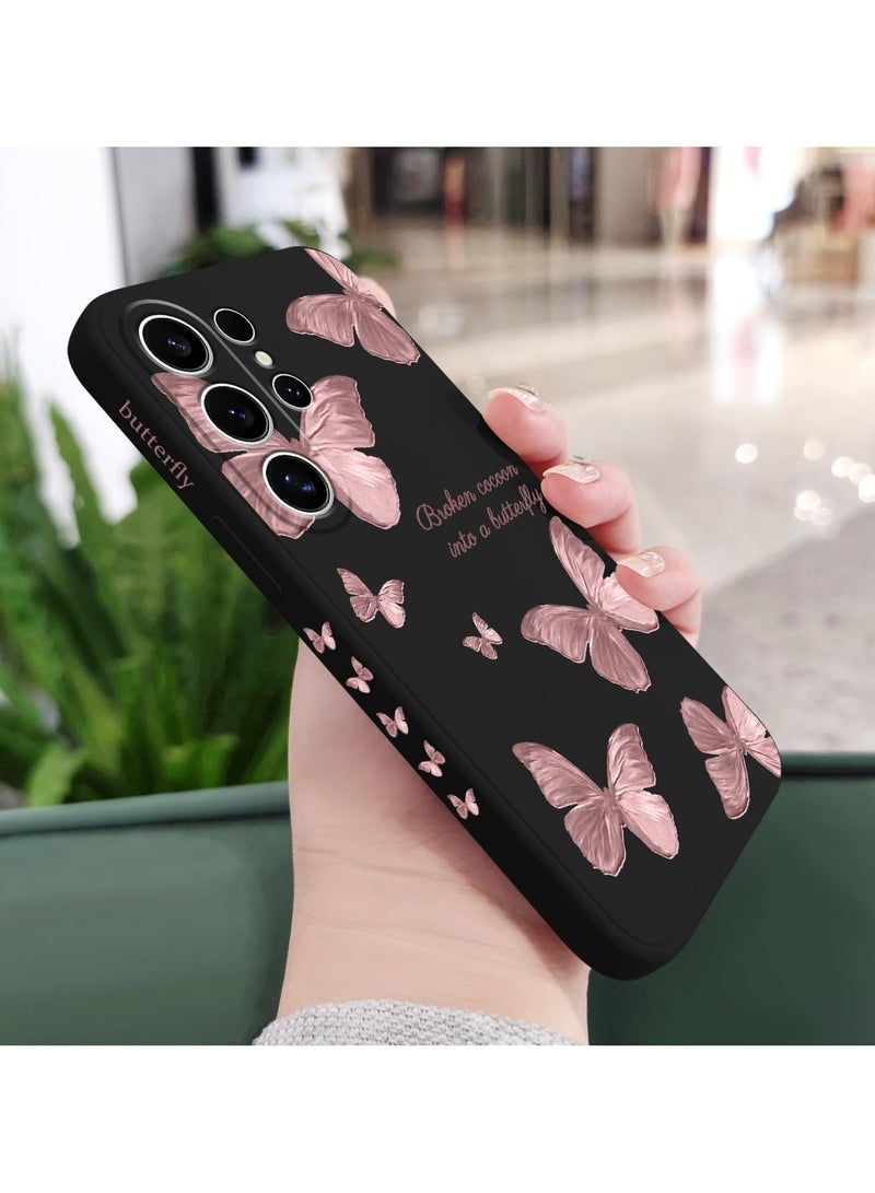for Samsung Galaxy S25 Ultra Case, Slim Soft Non Slip Silicone for Samsung S25 Ultra Phone Cover 6.9 inch, Rose gold butterflies - Image 3