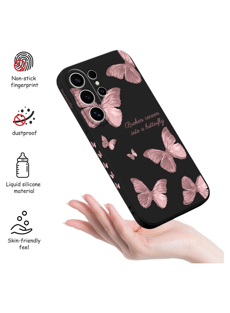 for Samsung Galaxy S25 Ultra Case, Slim Soft Non Slip Silicone for Samsung S25 Ultra Phone Cover 6.9 inch, Rose gold butterflies - Image 5