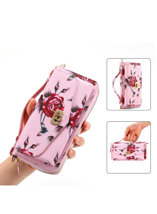 S-TOP Case For Samsung Galaxy S23 Ultra 5G Flower Multi-functional Crossbody Zipper Wallet Leather Phone Case - Image 1