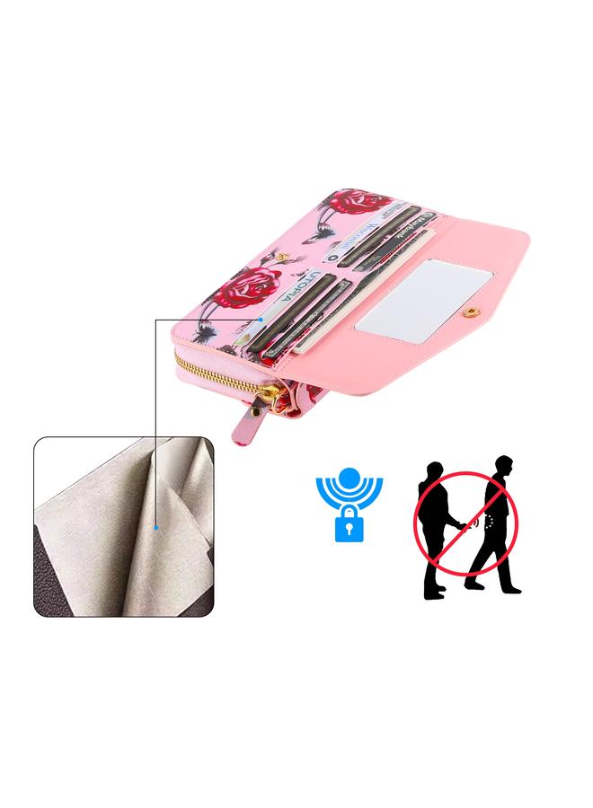 S-TOP Case For Samsung Galaxy S23 Ultra 5G Flower Multi-functional Crossbody Zipper Wallet Leather Phone Case - Image 4