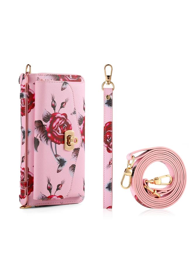 S-TOP Case For Samsung Galaxy S23 Ultra 5G Flower Multi-functional Crossbody Zipper Wallet Leather Phone Case - Image 5