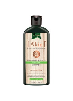 A'kin A'kin Natural Purifying Lemongrass & Juniper Shampoo For Oily Hair & Scalp, No Paraben, No Sulphate & Silicone Free, 225 ml  - Image 1
