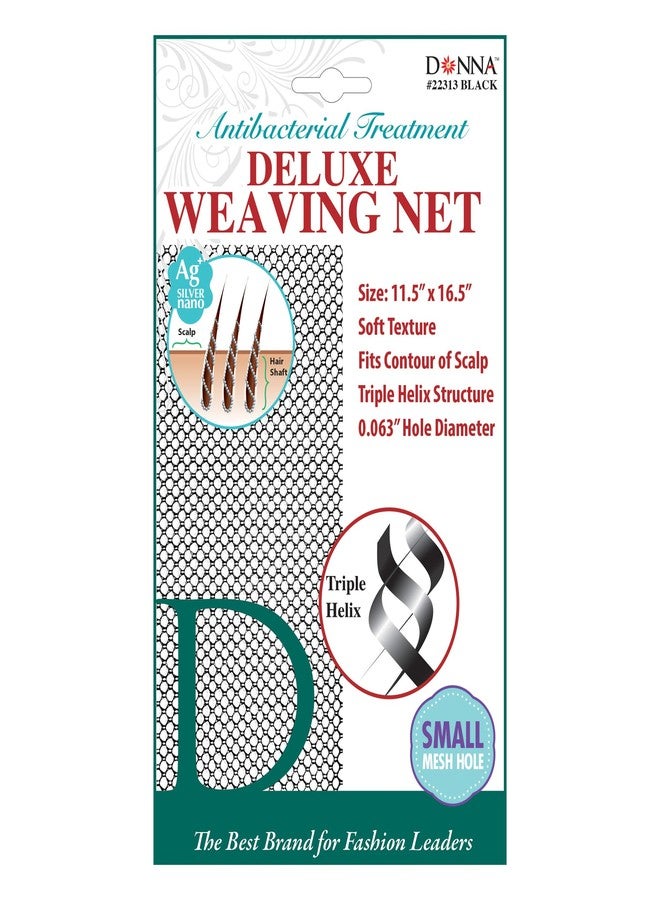 DONNA Deluxe Weaving Net – Small Hole Mesh Hair Net for Weaves & Sew-In Styles – Soft Stretch Triple Helix Design – Black, 11.5” x 16.5”