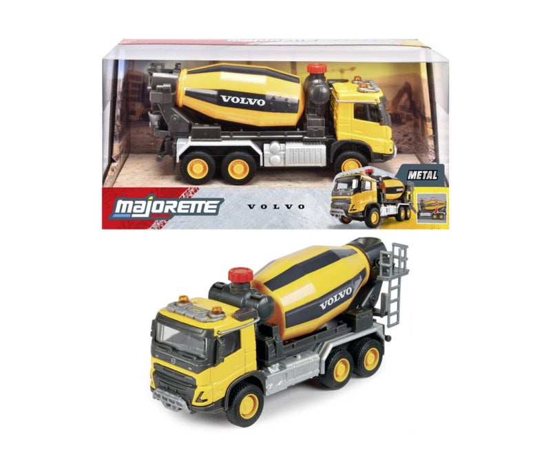 Majorette Grand Series Metal Volvo FMX Cement Mixer Die-Cast Truck (1:45, Yellow/Black) - Image 1