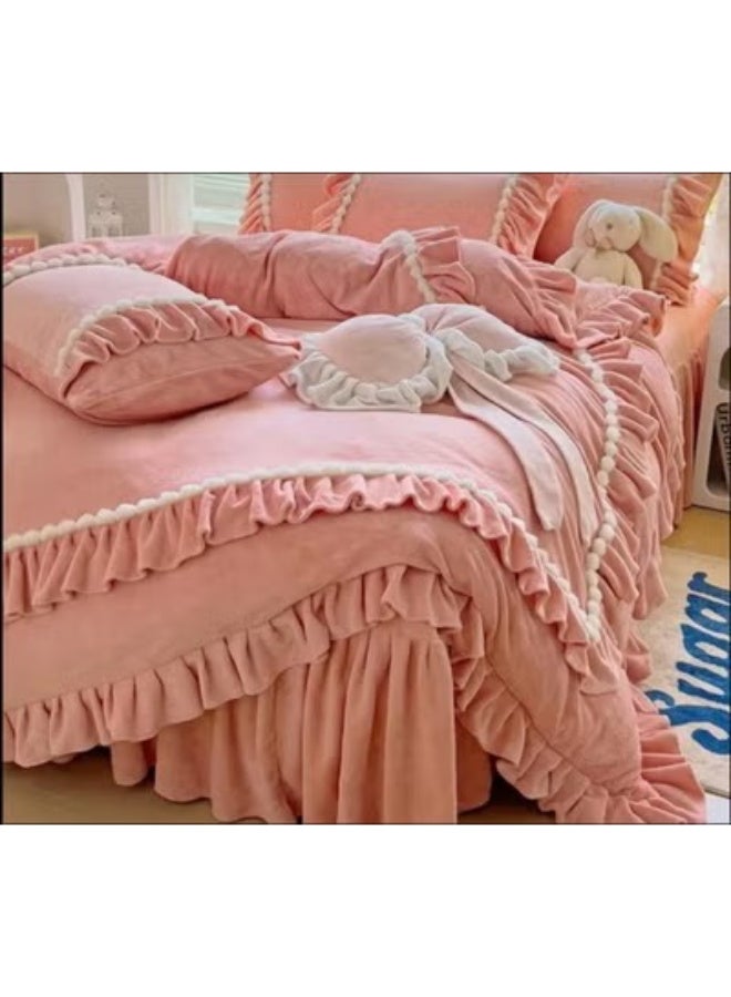 QUINTUS Luxury Velvet Bedspread Set 4 Pieces - Pink - Image 5