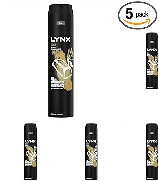 Lynx XXL Gold 48 hours of odourbusting zinc tech Aerosol Bodyspray deodorant 250 ml Pack of 5