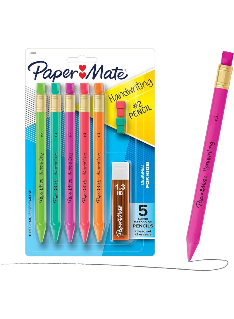 مجموعة أقلام رصاص ميكانيكية مثلثة من بيبر ميت مع إعادة تعبئة الرصاص والممحاة، 1.3 مم، 8 قطع - العودة إلى المدرسة، مستلزمات المعلمين، المنزل، كتابة الأطفال، ألوان برميل ممتعة