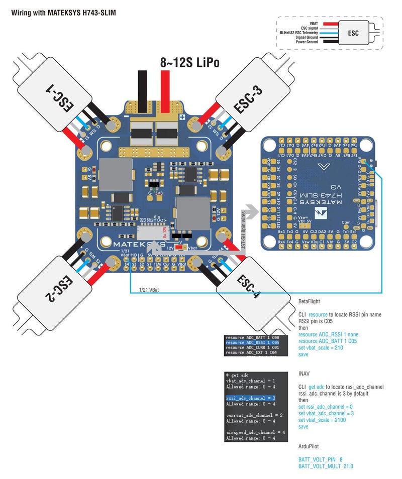 usmile Matek X Class 12S PDB Power Distribution Board FCHUB-12S Supports 8~60V DC Input, with 5V 5A and 12V 4A Regulators up to 440A Current Sensor for 4/5 inch 220mm 210mm 250mm X Style - Image 4