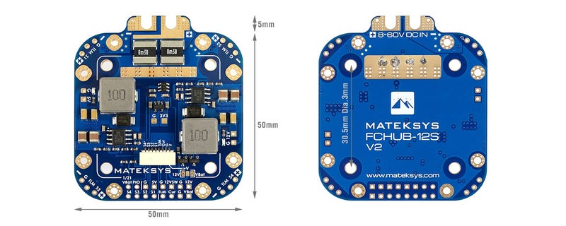 usmile Matek X Class 12S PDB Power Distribution Board FCHUB-12S Supports 8~60V DC Input, with 5V 5A and 12V 4A Regulators up to 440A Current Sensor for 4/5 inch 220mm 210mm 250mm X Style - Image 1