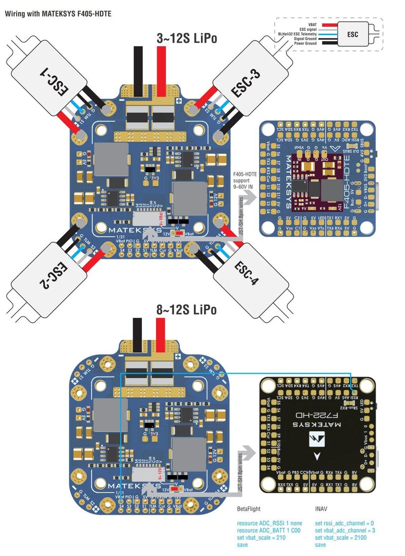 usmile Matek X Class 12S PDB Power Distribution Board FCHUB-12S Supports 8~60V DC Input, with 5V 5A and 12V 4A Regulators up to 440A Current Sensor for 4/5 inch 220mm 210mm 250mm X Style - Image 5