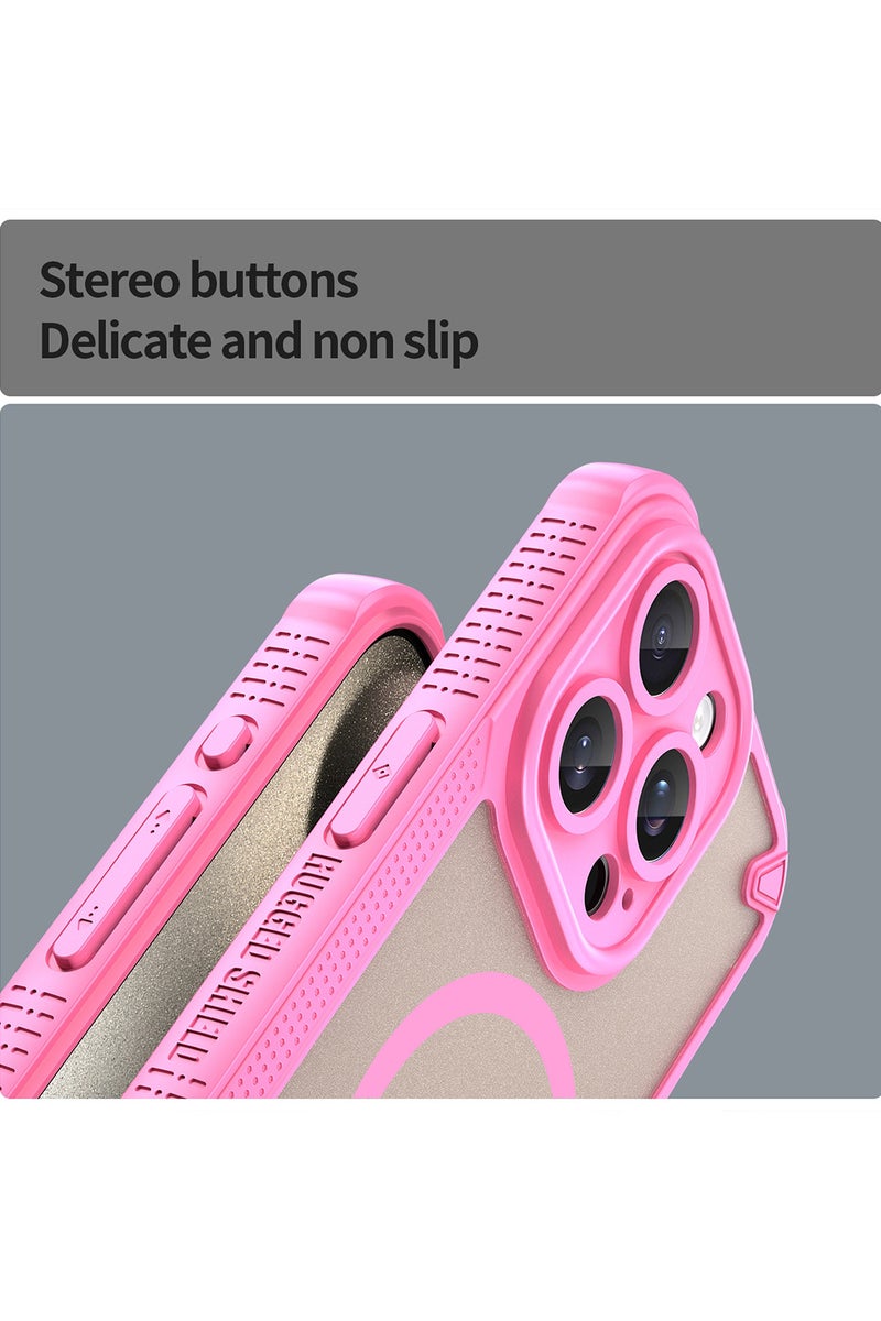 Cover For iPhone 14 Pro Max Armor Glaze MagSafe Magnetic Phone Case Raised edges around the screen and camera lens help prevent scratches - Pink - Image 5