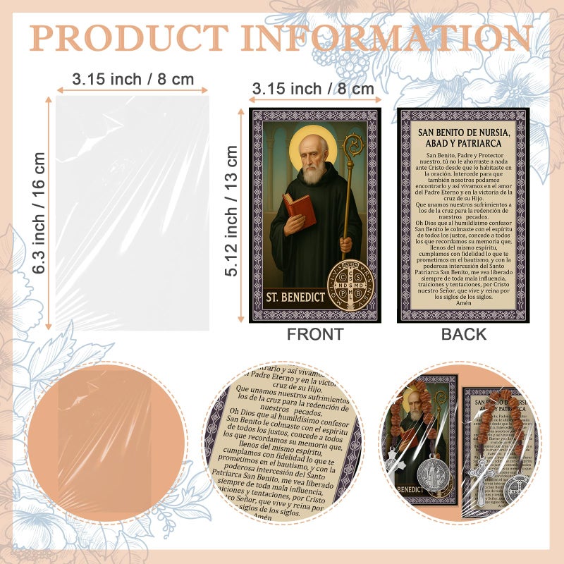 Canchiing 12 Sets Catholic Gifts Rosary Beads with Saint Benedict Medal and Crucifix for Men Women Pocket Rosary with Prayer Cards Religious Christmas Easter Baptism Church Party Favors - Image 3