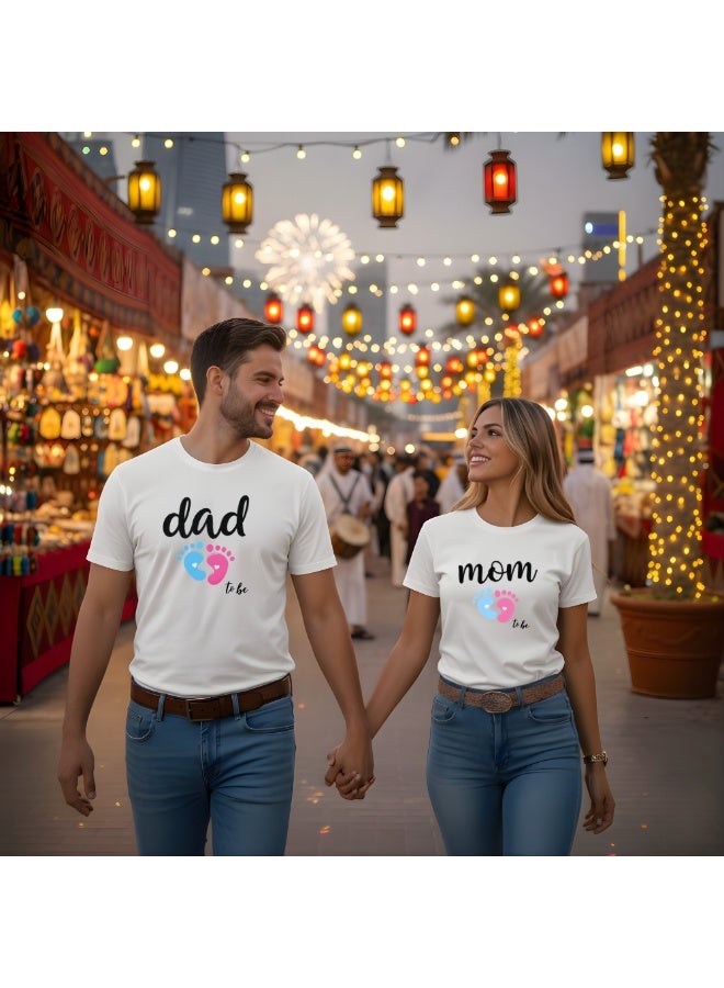 برينت شوب فور مي طقم تيشيرتات متطابقة للأمهات والأب | تيشيرت قطني للزوجين للآباء والأمهات الجدد | هدية مثالية للأم والأب الجدد - Image 5