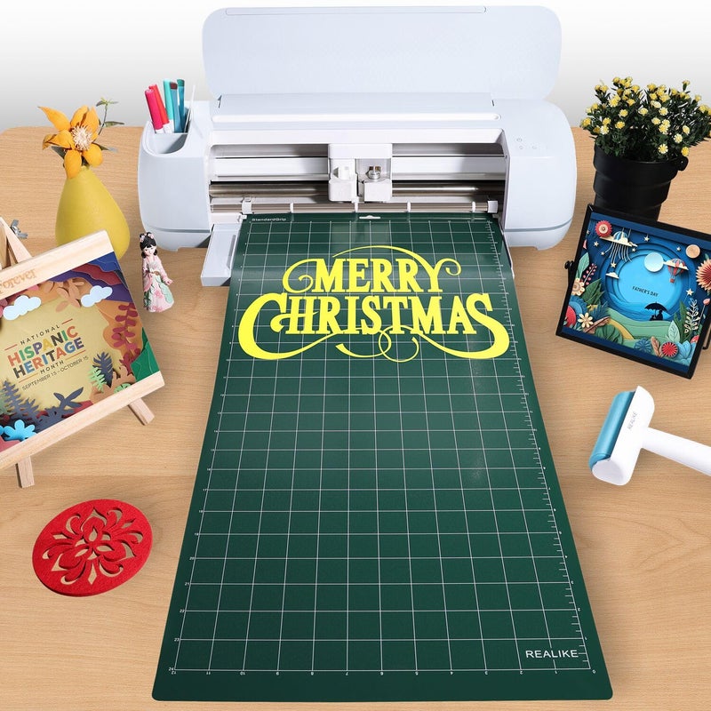 REALIKE 12x24 StandardGrip Cutting Mat Compatible with Cricut Maker 3/Maker 4/Maker/Explore 3/4/Air 2/Air/One (3 Mats), Green Standard Cut Mats for Crafts, Quilting, Sewing and All Arts - Image 4