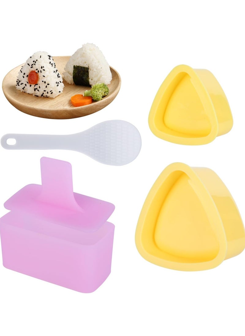 Oasisgalore 3pcs Non-Stick Onigiri Rice Ball Maker, Triangle Sushi Molds for DIY Bento and Picnic (Pink+Yellow)  - Image 1