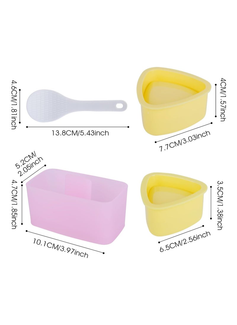 Oasisgalore 3pcs Non-Stick Onigiri Rice Ball Maker, Triangle Sushi Molds for DIY Bento and Picnic (Pink+Yellow)  - Image 2