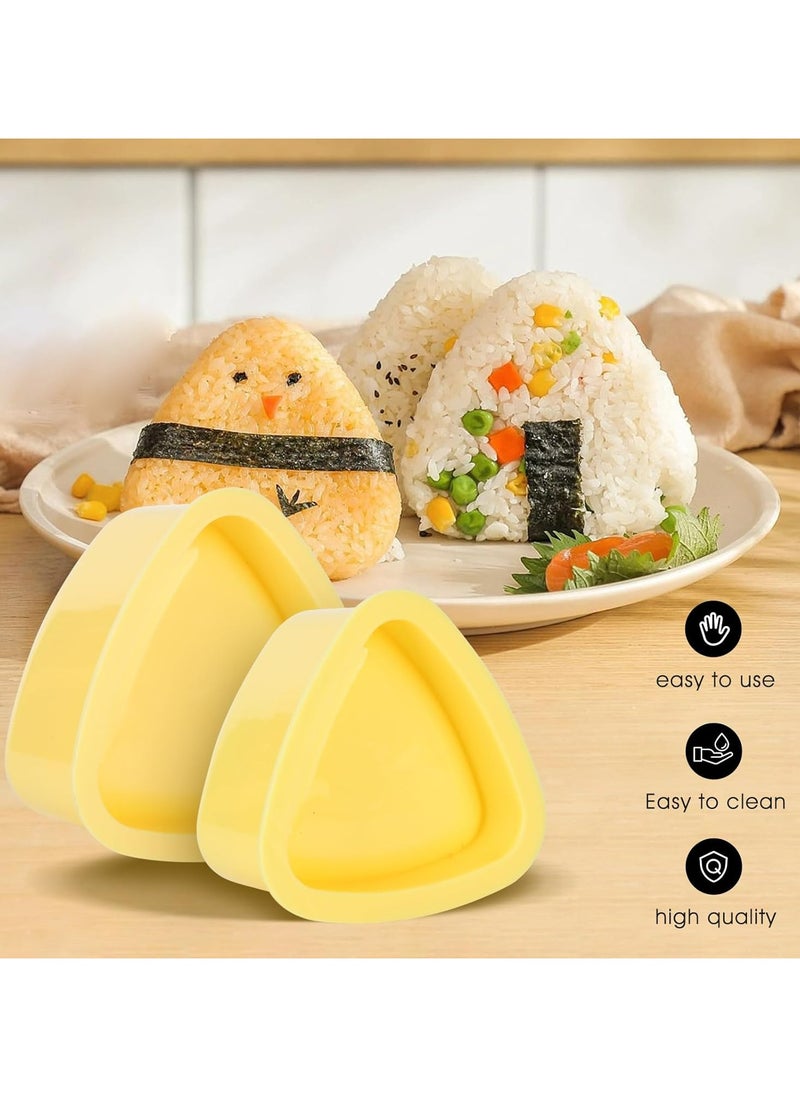 Oasisgalore 3pcs Non-Stick Onigiri Rice Ball Maker, Triangle Sushi Molds for DIY Bento and Picnic (Pink+Yellow)  - Image 3
