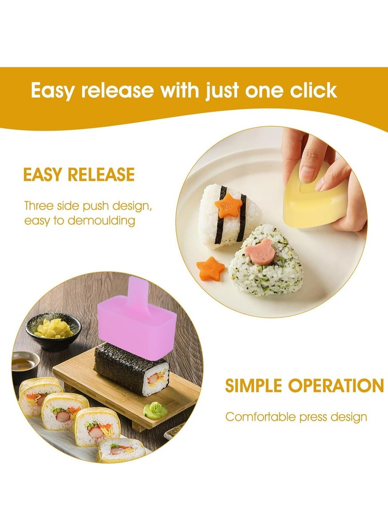 Oasisgalore 3pcs Non-Stick Onigiri Rice Ball Maker, Triangle Sushi Molds for DIY Bento and Picnic (Pink+Yellow)  - Image 4