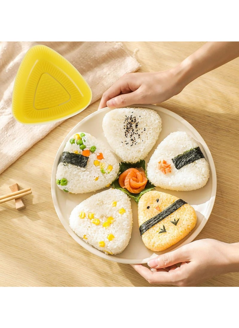 Oasisgalore - 3pcs Non-Stick Onigiri Rice Ball Maker, Triangle Sushi Molds for DIY Bento and Picnic (Pink+Yellow) - Image 1