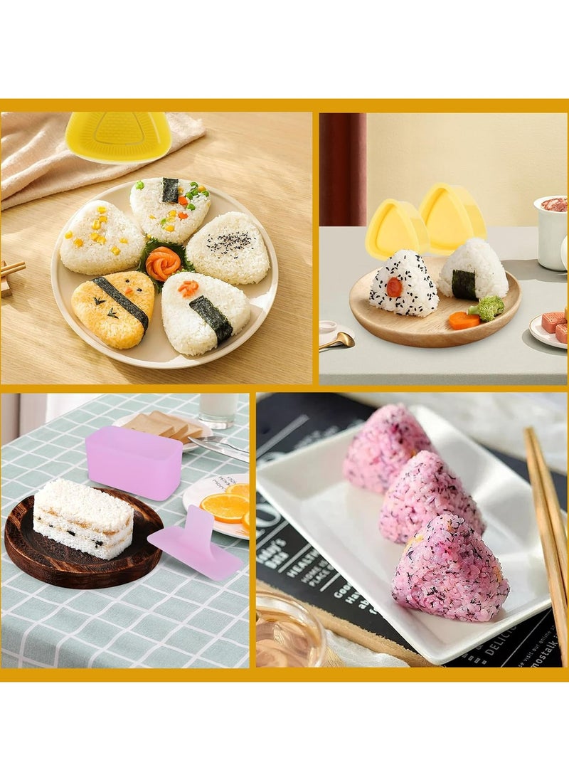 Oasisgalore - 3pcs Non-Stick Onigiri Rice Ball Maker, Triangle Sushi Molds for DIY Bento and Picnic (Pink+Yellow) - Image 1