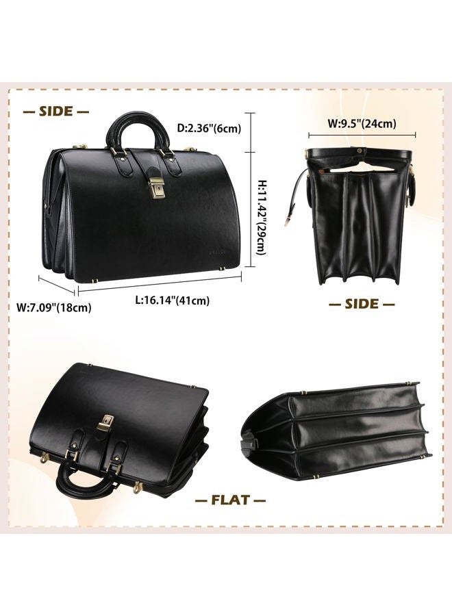 Banuce Lawyer Briefcase for Men Leather Doctor Bag 15.6 Inch Attorney Briefcase Attache Case Hard with Lock, Black, One Size, Doctor Style Bag and Lawyer Briefcase for Men - Image 5