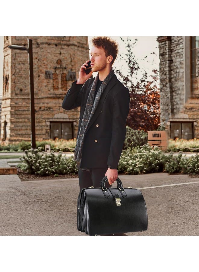 Banuce Lawyer Briefcase for Men Leather Doctor Bag 15.6 Inch Attorney Briefcase Attache Case Hard with Lock, Black, One Size, Doctor Style Bag and Lawyer Briefcase for Men - Image 2