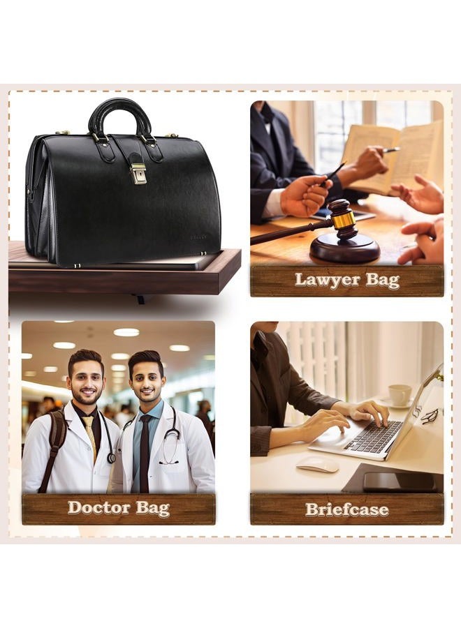Banuce Lawyer Briefcase for Men Leather Doctor Bag 15.6 Inch Attorney Briefcase Attache Case Hard with Lock, Black, One Size, Doctor Style Bag and Lawyer Briefcase for Men - Image 4