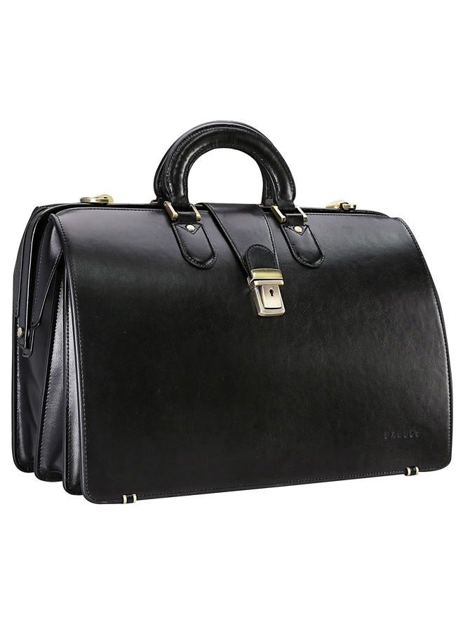 Banuce Lawyer Briefcase for Men Leather Doctor Bag 15.6 Inch Attorney Briefcase Attache Case Hard with Lock, Black, One Size, Doctor Style Bag and Lawyer Briefcase for Men - Image 1