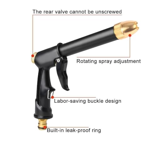 FANHAO Trigger High Pressure Water Spray Gun Nozzle For Water Pipe, Jet Sprayer Washer For Bike Washing Garden Cleaning, Water Pressure Gun For Car Wash for Gardening Watering Tools - Image 3