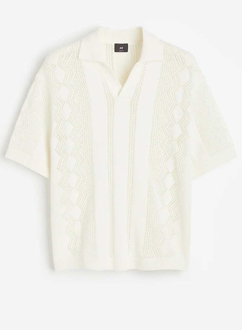 اتش اند ام Loose Fit Pointelle-Knit Polo Shirt