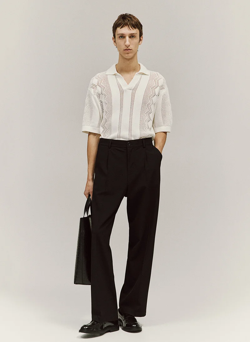 اتش اند ام Loose Fit Pointelle-Knit Polo Shirt