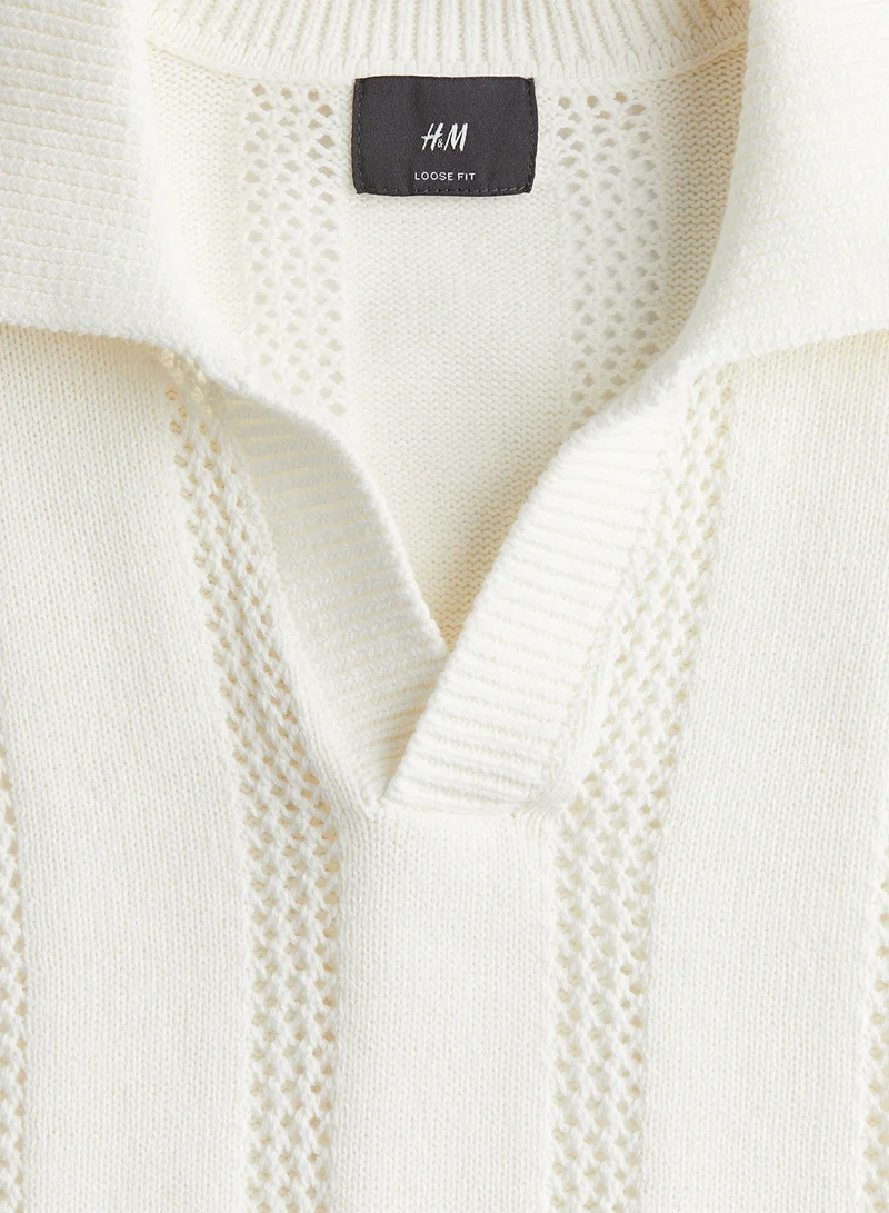 اتش اند ام Loose Fit Pointelle-Knit Polo Shirt