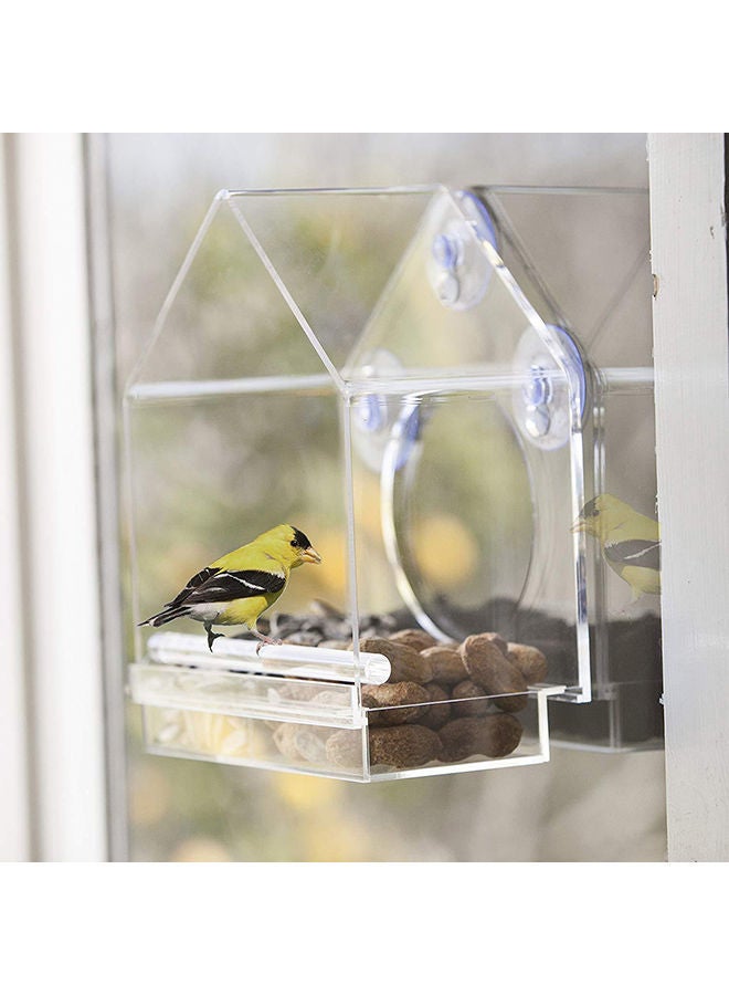 NIBEMINENT House Window Shaped Bird Feeder Clear 21x21x12centimeter - Image 2