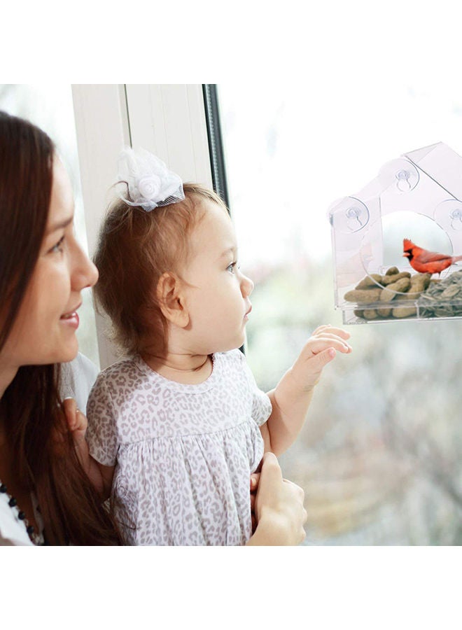 NIBEMINENT House Window Shaped Bird Feeder Clear 21x21x12centimeter - Image 5