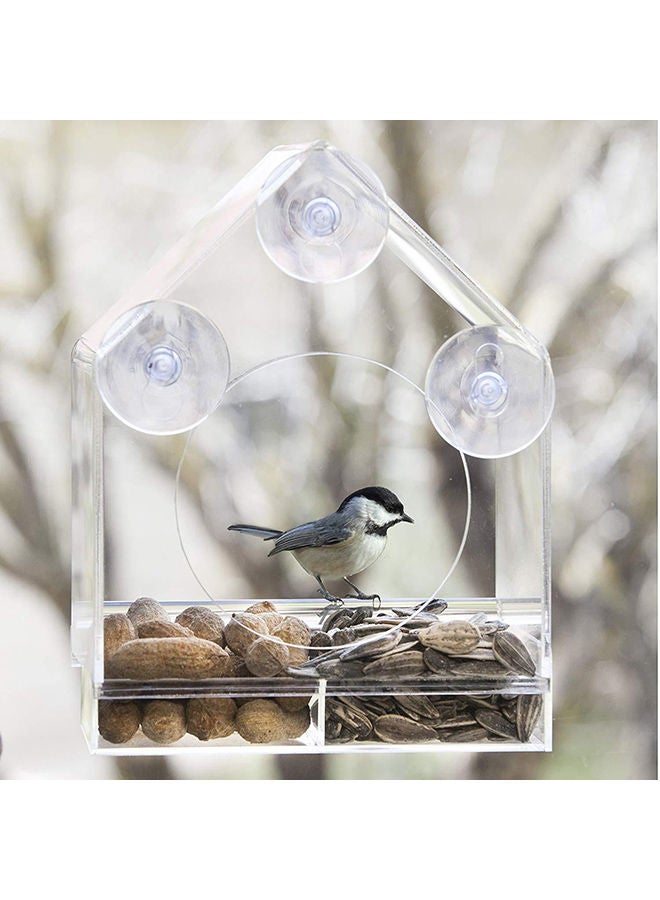 NIBEMINENT House Window Shaped Bird Feeder Clear 21x21x12centimeter - Image 4