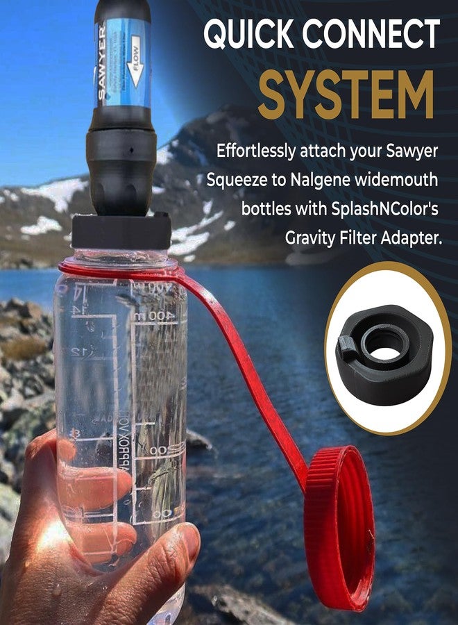 splash n color محول فلتر SplashNColor لزجاجات Sawyer Squeeze - متوافق مع زجاجات Nalgene ذات الفوهة العريضة، توصيل سريع، مانع للتسرب، خفيف الوزن، يُحسّن عملية ترشيح المياه بسهولة للاستخدام الداخلي والخارجي - Image 4