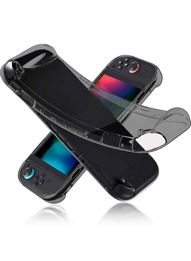 Tersely Clear Protective Case for Nintendo Switch 2 2025, Soft TPU Cover Full-Body Protection Shock-Absorption Anti-Scratch, Ergonomic Grip Design - Clear Black