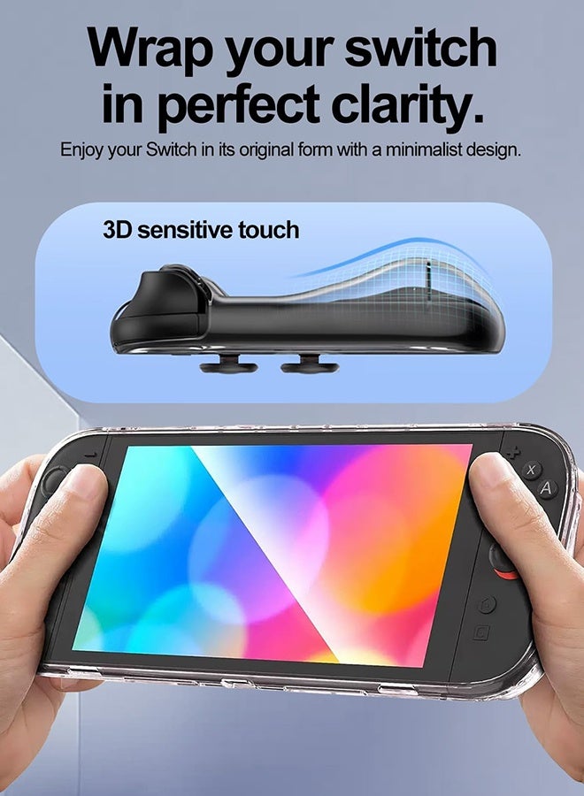 Tersely Clear Protective Case for Nintendo Switch 2 2025, Soft TPU Cover Full-Body Protection Shock-Absorption Anti-Scratch, Ergonomic Grip Design - Clear Black - Image 4