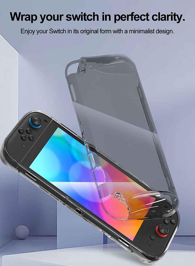 Tersely Clear Protective Case for Nintendo Switch 2 2025, Soft TPU Cover Full-Body Protection Shock-Absorption Anti-Scratch, Ergonomic Grip Design - Clear Black - Image 3