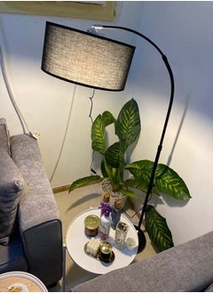 Sumkyle Nordic Simple LED Floor Lamp Modern Eye-protecting Vertical Standing Lamp For Bedroom Living Room Study Office Fabric Lampshade Floor Lighting With 12W Tricolor LED Bulb Black 185x70 cm  - Image 4