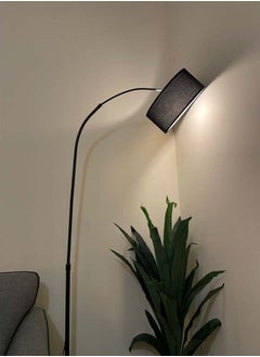 Sumkyle Nordic Simple LED Floor Lamp Modern Eye-protecting Vertical Standing Lamp For Bedroom Living Room Study Office Fabric Lampshade Floor Lighting With 12W Tricolor LED Bulb Black 185x70 cm  - Image 5