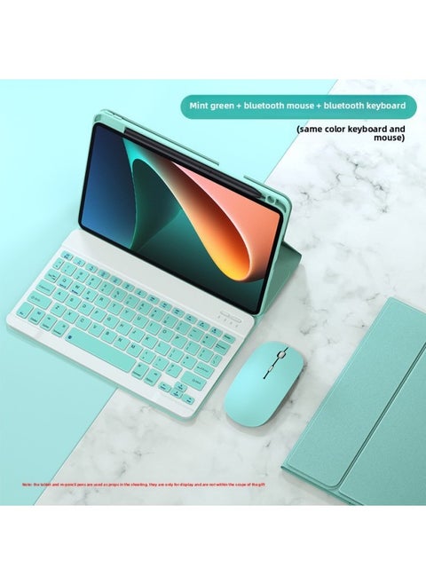 Digital Computer/tablet Protective Case Tablet Cover For Ipad Mini 1/2/3 Ipad Air 1/2 Galaxy Tab 4 7.0 Tab 4 8.0 10.1-Color:Mint Green + Keyboard + Bluetooth Mouse-Applicable Model:Millet 5 Pro 12.4 Inch
