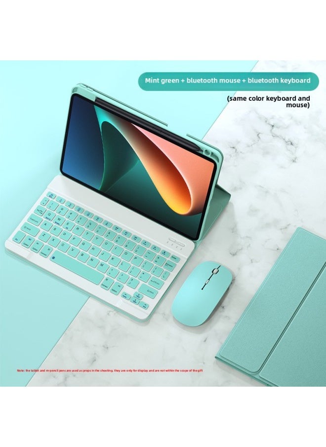 Digital Computer/tablet Protective Case Tablet Cover For Ipad Mini 1/2/3 Ipad Air 1/2 Galaxy Tab 4 7.0 Tab 4 8.0 10.1-Color:Mint Green + Keyboard + Bluetooth Mouse-Applicable Model:Millet 5 Pro 12.4 Inch