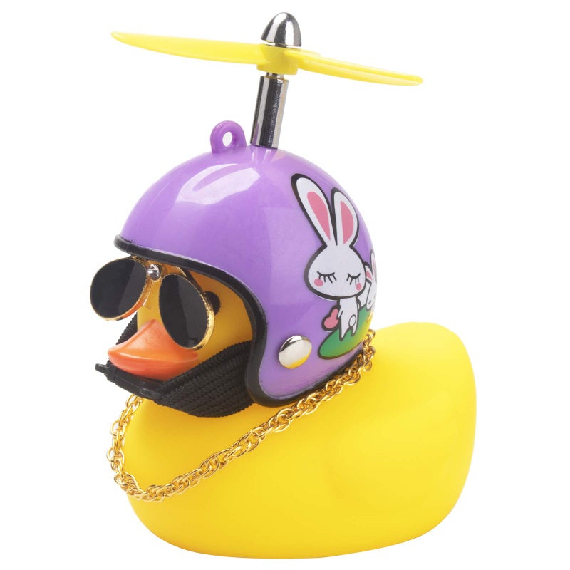 ونوو Wonuu Rubber Duck Car Olkents صفراء Duck Dashboard Decorations Ducks Good Goose Puck مع خوذة المروحة (أرنب أرنب صفراء) - Image 1