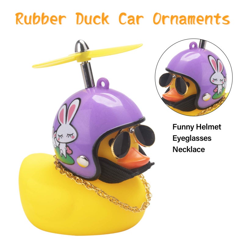 ونوو Wonuu Rubber Duck Car Olkents صفراء Duck Dashboard Decorations Ducks Good Goose Puck مع خوذة المروحة (أرنب أرنب صفراء) - Image 4